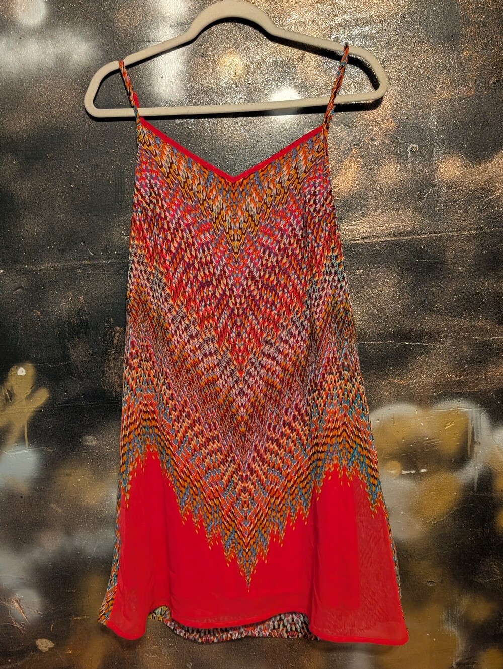 Maurices Red Multicolor Spaghetti-Strap Mini Dress